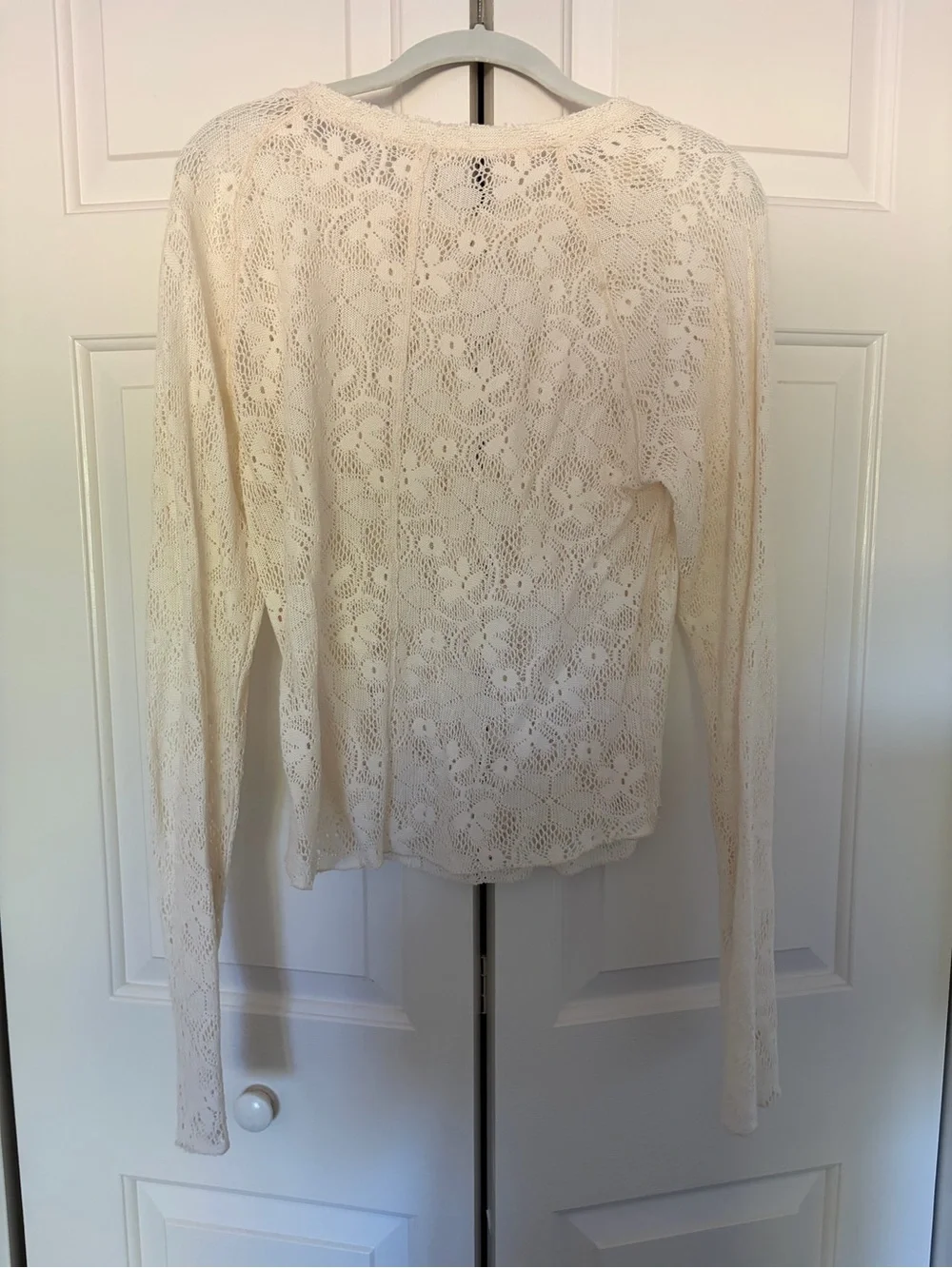 Free People Cream Crochet Long Sleeve Top - In The Meadow Ter